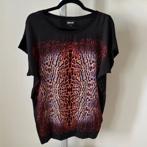 Just Cavalli black long tunic top, size S